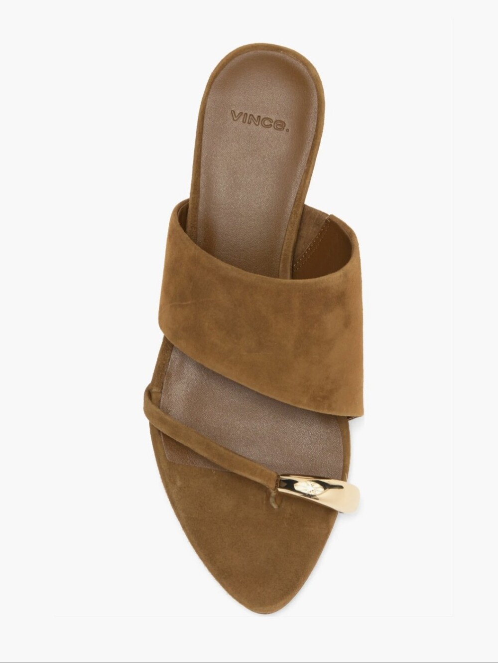 Vince Suzie Brown Suede Kitten Heel Slide Sandals Size 8.5 - Picture 3 of 11